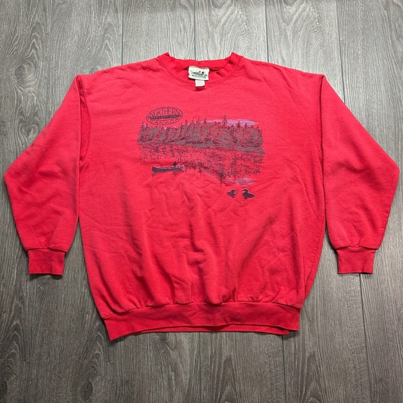 Northern Reflections Other - Vintage Northern Reflections Canada Red Graphic Sweatshirt Mens Large Canoe Loon